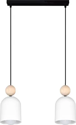 Produktbild von Pendelleuchte Metall E27 H: max. 95 cm Schwarz Weiß Natur 2-flammig länglich Hängelampe