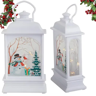 Produktbild von Weihnachtslaterne mit LED, Dekoration, Buntglas, Schneemann