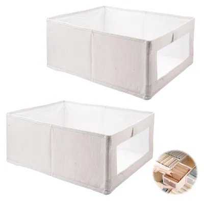 2er Set Aufbewahrungsboxen, 41x28x17 cm, faltbar, grau