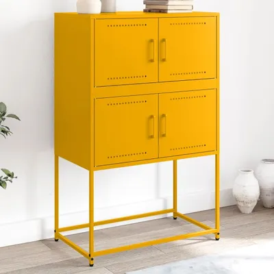 Image de Maison Exclusive - Buffet jaune moutarde 68,5x38,5x107 cm Acier