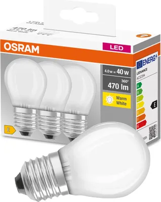 A package of OSRAM LED light bulbs with one bulb in the foreground.