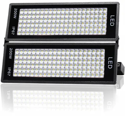 LED-Außenstrahler 400 W, 46000 lm, 7000 K, IP67, 120°, Alu, kaltweiß