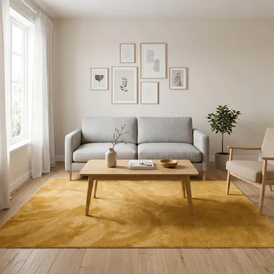Produktbild von Luxus Super Soft Hochflor Langflor Teppich Melia Curry, Größe:80x150 cm