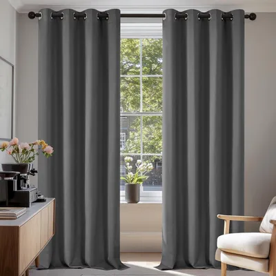 Zdjęcie produktu dla Zasłony zaciemniające, zestaw 2 sztuk, 240x135 cm, jasnoszary, całkowicie zaciemniające, redukujące hałas