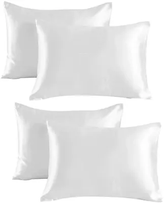 Produktbild von 4 Satin-Kissenbezüge – Weißer Kissenbezug – Satin – 4 Stück – 60/70 cm – Kissenbezüge – Kissenbezüge – CHPN