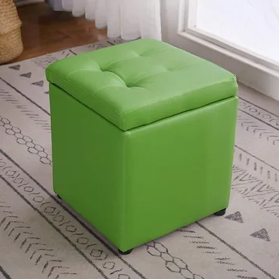 Produktbild von Moderner quadratischer Aufbewahrungshocker, Schminkhocker, Lederpouf, Couchtisch und Beistelltisch für das Wohnzimmer