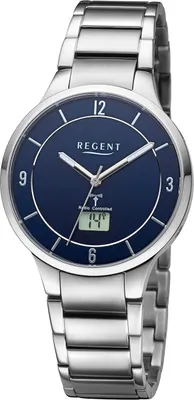Produktbild von Regent Herren Uhr Funkuhren Metall Funkuhr Analog-Digital silber URFR290