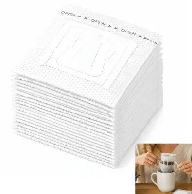 50 Einweg-Kaffeefilterbeutel aus Vliesstoff mit Haken
