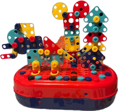 Produktbild von Werkzeugset für Kinder – 218-tlg., Blau/Rot, Schraubenspiel mit Bohrer