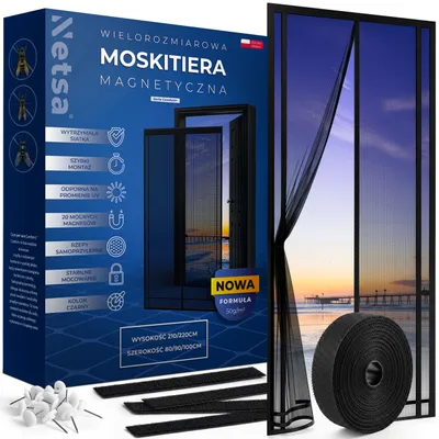 Produktbild von Netsa | Magnetisches Fliegengitter 80/90/100×210/220 cm Schwarz – Insektenschutz Tür – Selbstschließend Mit Magneten Für Balkon Und Eingang