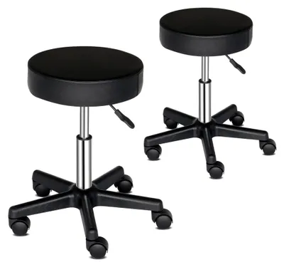Produktbild von 2er Set Rollhocker Höhenverstellbar 360° Drehbar für Büro, Salon, Massage, Spa