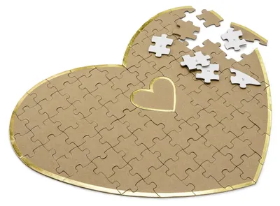 Produktbild von Gästebuch Puzzle Herz 45x35cm mit 85 Teilen natur braun