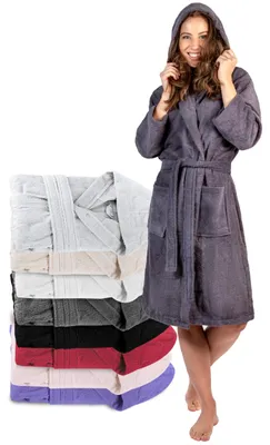 Produktbild von Twinzen - Bademantel Damen Frottee mit Kapuze - 100% Baumwolle - S