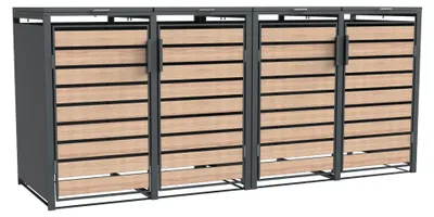 Image de Westmann Metall Abri pour poubelles Lacina 4x240 L anthracite/imitation bois 80x264x116 cm