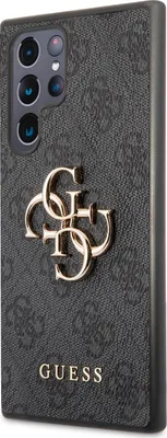 Produktbild von Guess Polyurethan4G Metal Logo Case für Samsung Galaxy S22 Ultra grau