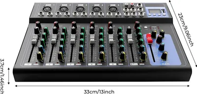 Image de Table de mixage audio - Table de mixage DJ 7 canaux - Karaoké à domicile/KTV, enregistrement musical, webdiffusion/diffusion en direct - Noir