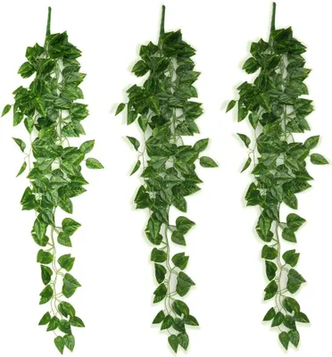 Produktbild von GROOFOO 3 Stück künstliche hängende Pflanzen, 90 cm gefälschte Efeupflanze hängendes Grün Scindapsus Blätter Zur Dekoration