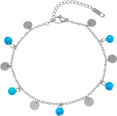 Produktbild von Fußkette im Boho-Style mit blauen Perlen A5016