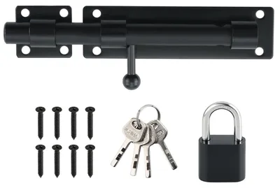 Immagine prodotto di Gancio di sicurezza per porta, con possibilità di inserire un lucchetto, in acciaio inossidabile, colore nero, lunghezza 180 mm