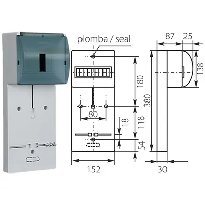 Produktbild von Zählertafel TLR-1F TLR-3F mit Schutzglas Zählertafel Wechselstrom Elektro-Plast