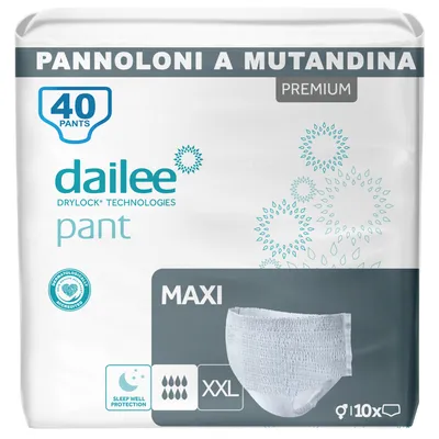 Immagine prodotto di Dailee Pants Maxi XXL - 40x Pannoloni per Anziani a Mutandina - 4 Confezioni da 10 Pannoloni per Anziani Notte Super Assorbenti - Pants Incontinenza
