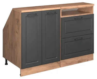 Produktbild von Küchenschrank für Dachschrägen Vicco R-Line Anthrazit Landhaus 120 cm 2er Set Schrankkorpuss 60 cm Tiefe, Model 60054
