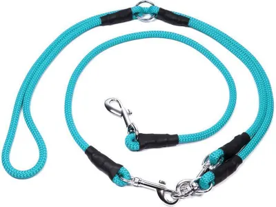 Produktbild von Mystique® "Hunting Profi" Umhängeleine 8mm S - 230cm türkisblau 150cm + 80cm mit Karabiner
