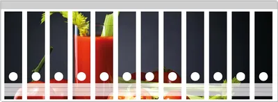 Produktbild von Wallario Ordnerrücken Sticker, selbstklebend für breite Ordner, 12 Stück, Motiv Frischer Tomatensaft mit Sellerie