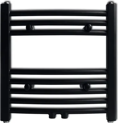 Obrázek produktu pro vidaXL Ručníkový radiátor s teplou vodou zakřivený černý 480x480 mm