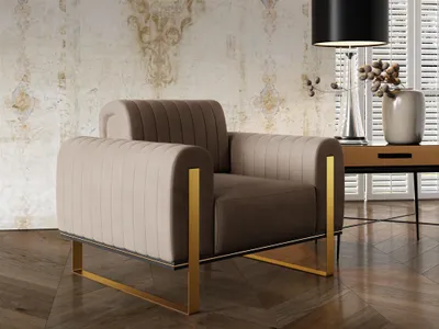Produktbild von Sessel Designersessel VALERIE in Stoff Elisa Velvet Cappuccino