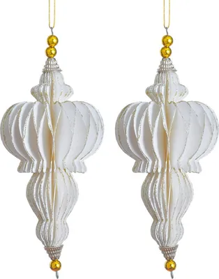 Produktbild von Baumschmuck -Ornary- 2er-Set Papier 17x14cm weiss-gold