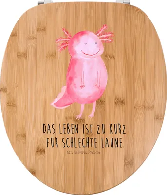 Produktbild von Mr. & Mrs. Panda WC Deckel Axolotl Glücklich - Transparent - Geschenk, Klo-Deckel, gut Gelaunt, WC-Sitz, Axolot, Brille, Holz Toilettendeckel, Motivationsspruch, Molch