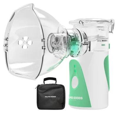 Zdjęcie produktu dla Vulpes Goods Elektryczny inhalator | Poręczne inhalatory dla dorosłych i dzieci | Przenośny inhalator z nebulizatorem W zestawie 3 ustniki i torba pod