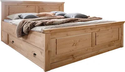 Produktbild von Doppelbett 180x200cm mit Schubladen, Kiefer massiv eichefarben geölt, STEINKJER-69
