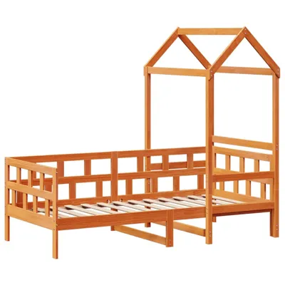 Produktbild von Tagesbett mit Dach Wachsbraun 90x200 cm Massivholz Kiefer