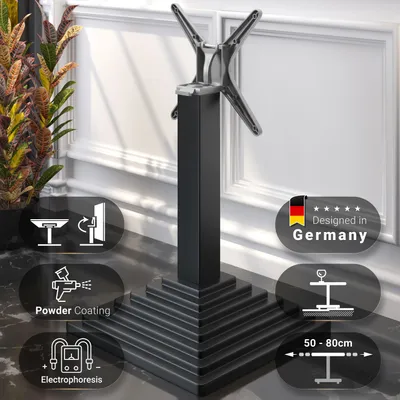 Produktbild von PYRAMIDE | Bistro Tischgestell | Schwarz | Fuß: 45 x 45 cm | Säule: 8 x 76 cm | Klappbar | Tischgestell klappbar, Gastro Tischgestell