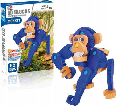 Zdjęcie produktu dla Małpa Szympans Klocki Piankowe Puzzle 52El