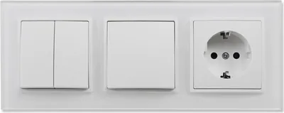 Produktbild von Schalter und Steckdosen Set McPower Flair "Tür 3-fach", 4-teilig, weiß, Glasrahmen