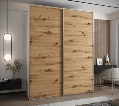 Obrázek produktu pro Dvoudveřová skříň SAMARA 1 - 190 cm, bílá / dub artisan / stříbrná