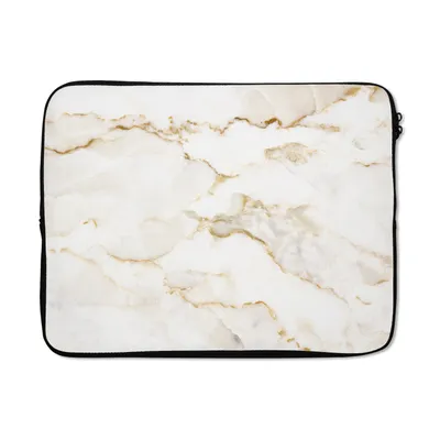 Produktbild von MuchoWow® Laptop Hülle 17 Zoll Laptoptasche Marmor - Limette - Gold - Luxus - Marmoroptik - Weiß - Zipper - Schutzabdeckung - Reisen zubehör