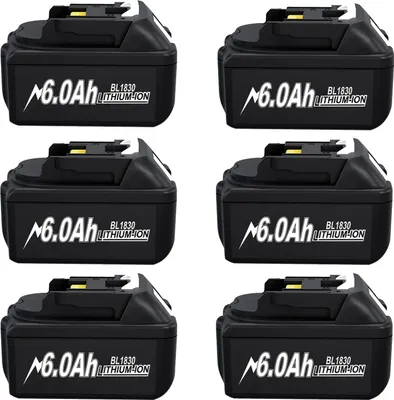 Immagine prodotto di Per Makita 18V, batteria di ricambio BL1830/BL1860, 18650 Li-ion, 6,0 Ah confezione da 6 pezzi, grigio scuro