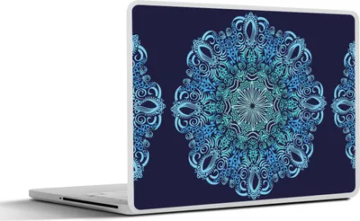 Produktbild von MuchoWow® Laptop Aufkleber Sticker Cover Mandala - Blau - Muster 36.5x27.5 cm - Laptop-Sticker