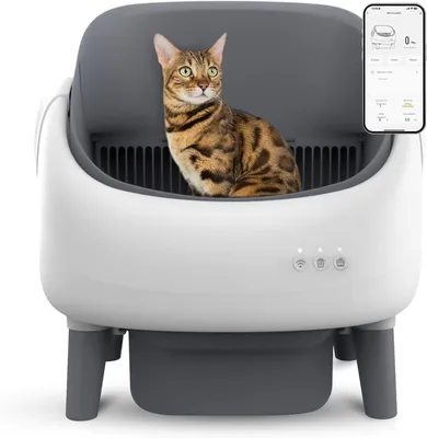 Productafbeelding van Zelfreinigende kattenbak - open - extra grote capaciteit - 1,5 tot 12,5 kg - met veiligheidssensoren