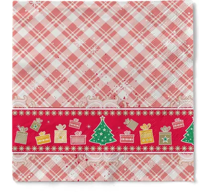 Produktbild von Sovie HOME Weihnachtsserviette Joy in Rot aus Tissue 33 x 33 cm, 3-lagig, 20 Stück