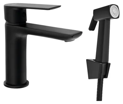 Produktbild von Aqualine Waschbecken-Armatur mit Bidet-Handbrause, Schwarz