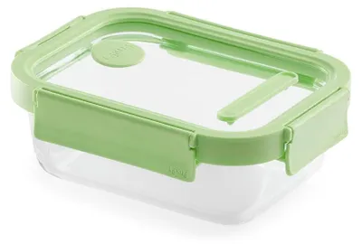 Productafbeelding van Lékué glazen beker, 100% luchtdicht. 640 ml. Rechthoekig, groen