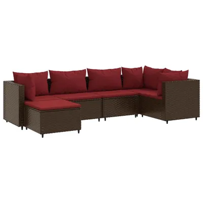 Obrázok produktu pre vidaXL 6-dielna záhradná súprava s vankúšmi Brown Poly Rattan