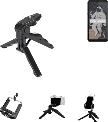 Produktbild von K-S-Trade Stativ Tisch-Ständer Dreibein Handy-Stativ Ständer kompatibel mit HiSense A5C Mini-Stativ Smartphone Tripod Handy-Stativ aus Plastik