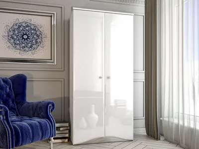 Produktbild von Kleiderschrank "Glamour" Drehtürenschrank 90cm MDF weiß Hochglanz 76484099