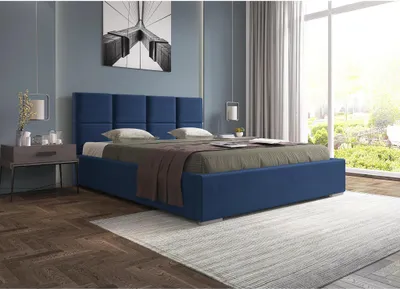 Produktbild von Gepolsterte Bett mit Velours-Bezug Axel Polsterbett mit Holzgestell mit 40 Leisten inklusive Bettkasten und Federmechanismus, Farbe: Blau, Große: 120 x 200 cm